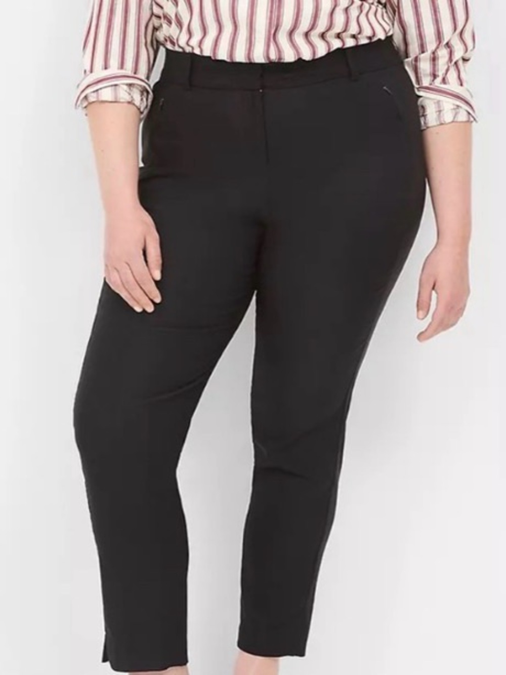 Lane Bryant | Black Elastic-Lined Waistband Slacks Dress Pants w/Pockets Sz 28